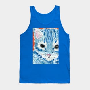 Blue kitten cat  face Tank Top